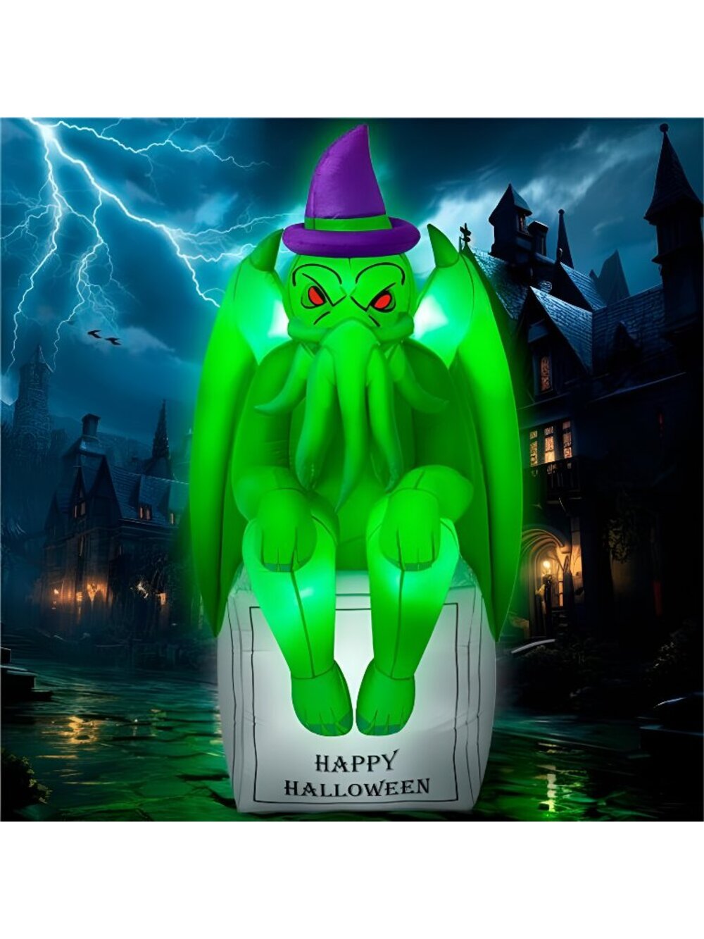 6FT Halloween Inflatables Cthulhu Statue Built-in Bright LED Lights, Halloween